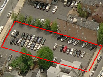 Commercial parking lot in Wilmington, Delaware.